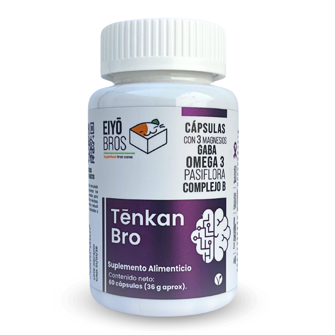 Tenkan, Suplemento Fórmula avanzada vegana - GABA, 3 Magnesios, Omega 3, Complejo B y Pastaflora - Solución Efectiva para Epilepsia, Ausencia, Convulsiones, Ansiedad y Estrés.