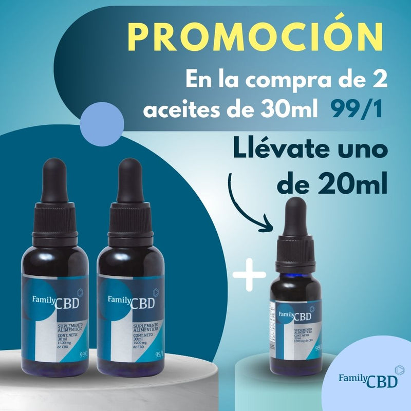 2 aceite 99/1 30ml + 1 aceite 99/1 20ml de regalo - Family Cbd Mexico