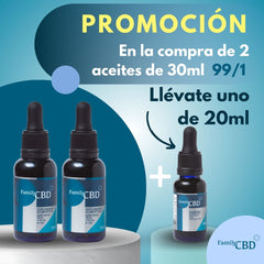 2 aceite 99/1 30ml + 1 aceite 99/1 20ml de regalo - Family Cbd Mexico