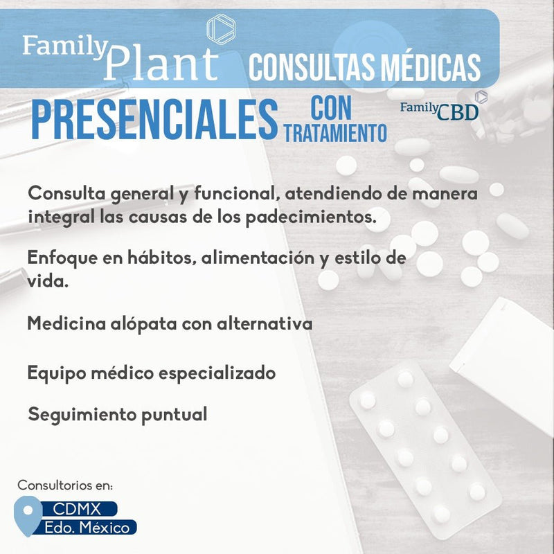 Consulta Médica Presencial con tratamiento 30 mililitros CDMX y EDO. México - Family Cbd Mexico