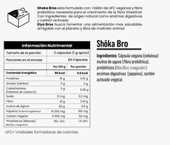 Shoka Salud Digestiva con Prebióticos, Inulina de Agave, Probióticos, Enzimas Digestivas, Carbón Activado 1.5 billones UFC - Family Cbd Mexico